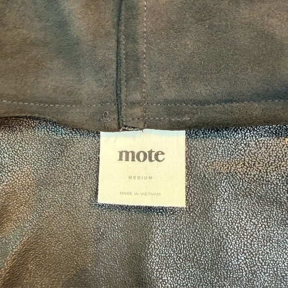 Mote Faux Leather Suede Moto Draped Jacket Asymmetrical Zip-Up Sz Medium Black - Picture 13 of 14